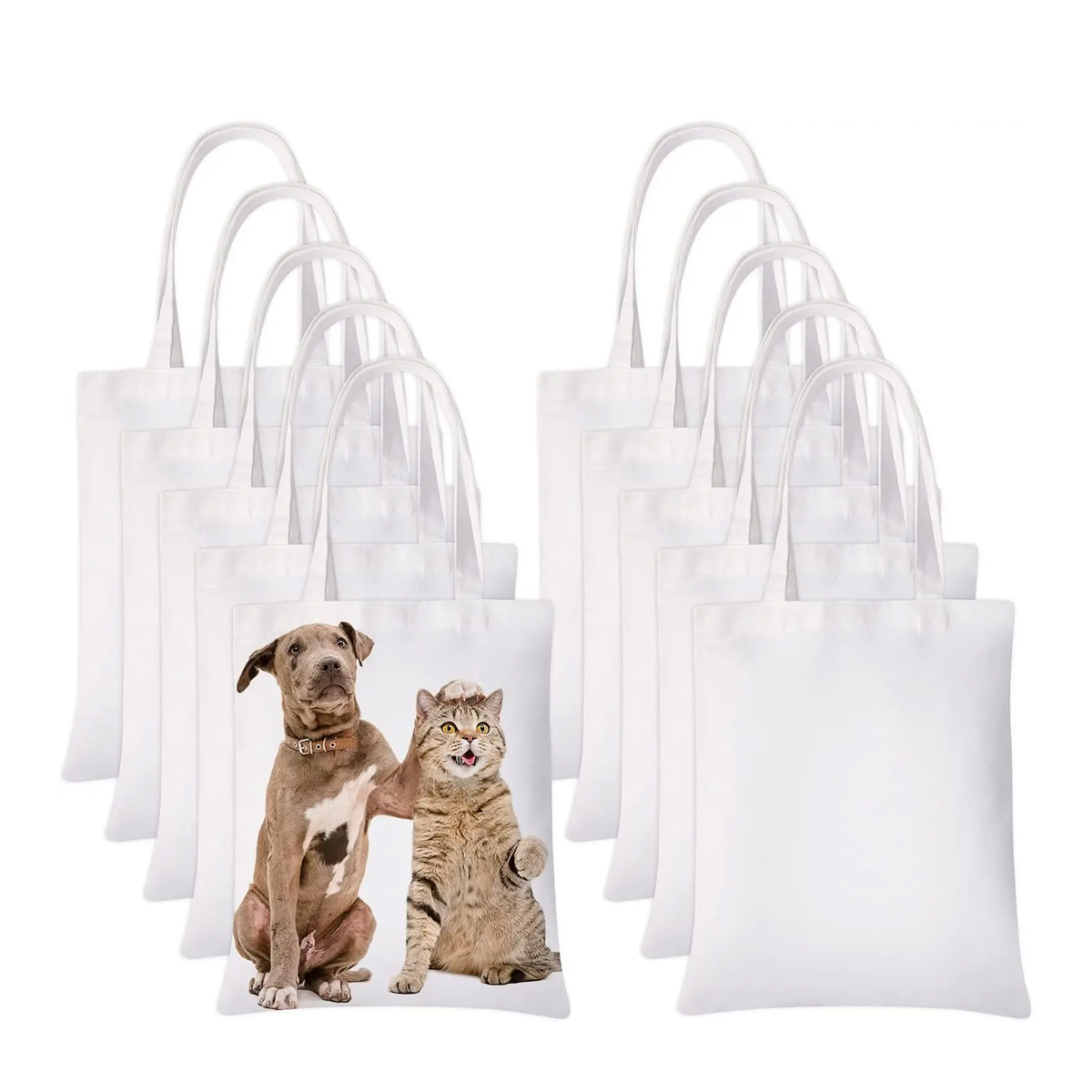 Tote Bag Sublimation - 6 шт. белые холщовые сумки-тоут, сумка