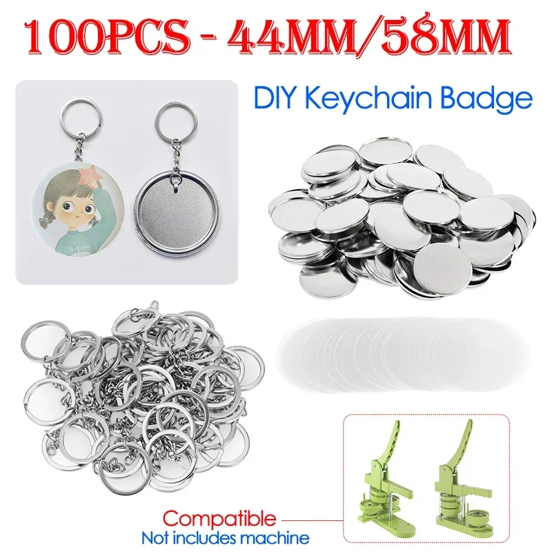 100 шт., 44 мм, 58 мм, брелки  – обзор и цена Button Badge Blank